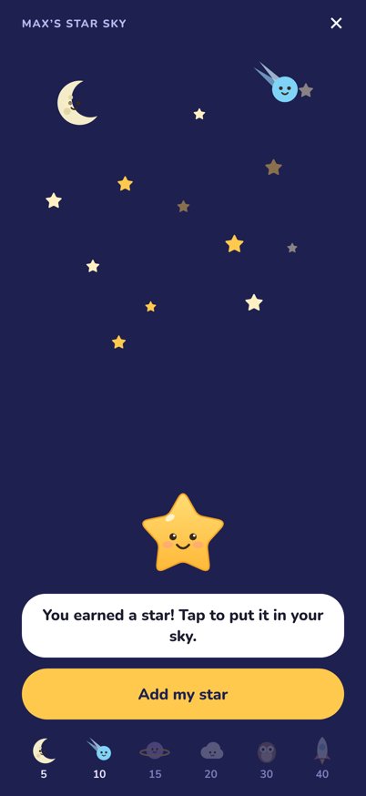 Child's star sky with Twinkle the star